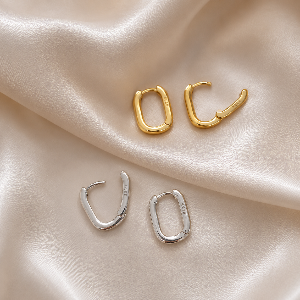 Gold and Silver Mini Square Hoops