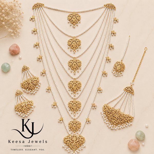 GOLD PEARL SATHLADA BRIDAL RANI NECKLACE SET