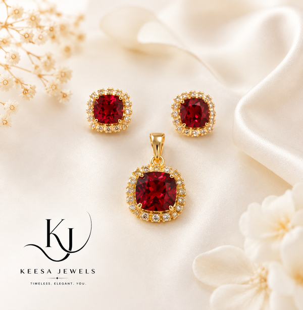 RED ROYAL ONYX HALO SET