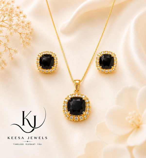 BLACK ROYAL ONYX HALO SET