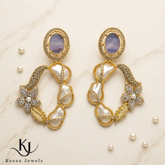 LAVENDER SAPPHIRE HOOP DROP EARRINGS