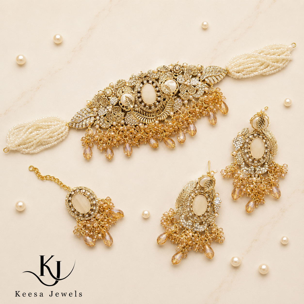 GOLDEN PEARL CHOKER SET