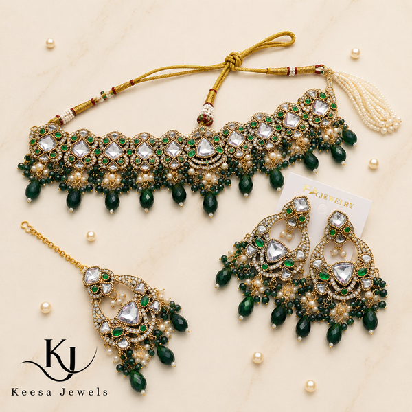 Emerald Kundan Bridal Choker Set