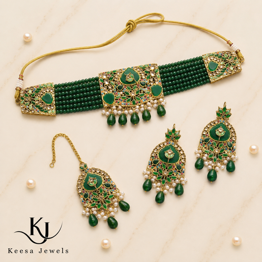 Royal Green Pearl Choker Set