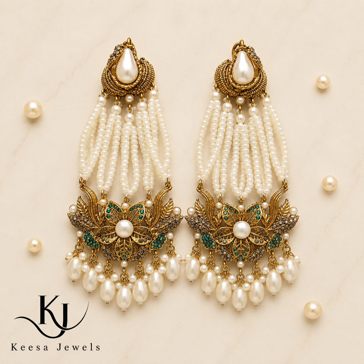 ANTIQUE PEARL TASSEL  EARRINGS