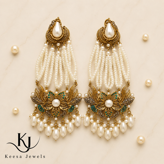ANTIQUE PEARL TASSEL  EARRINGS