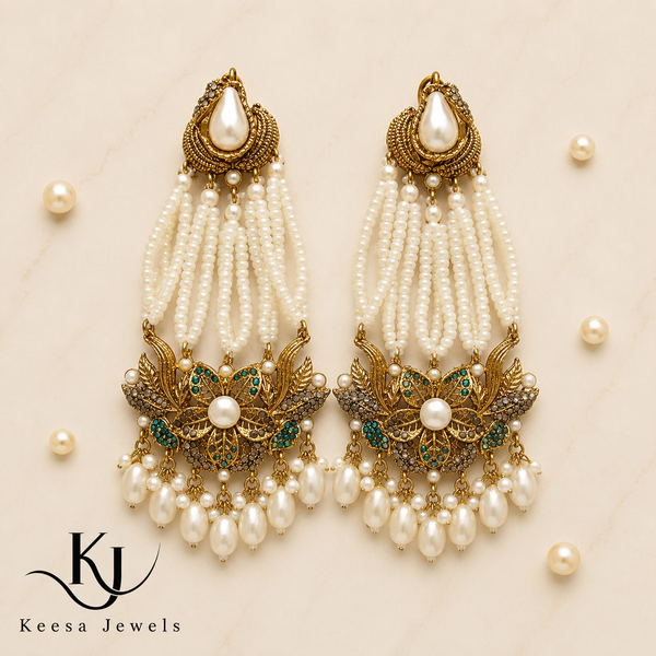 ANTIQUE PEARL TASSEL  EARRINGS