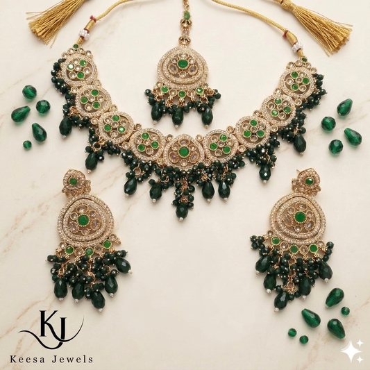 Luxury Green Kundan Bridal Jewelry Set