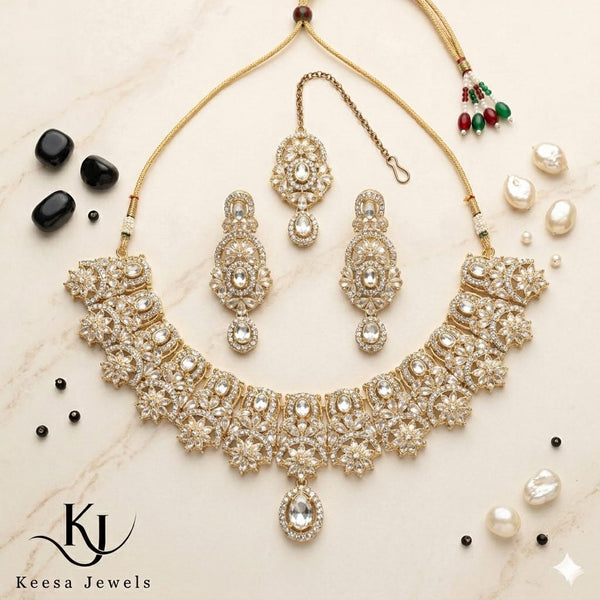 IVORY KUNDAN POLKI BRIDAL JEWELLERY SET