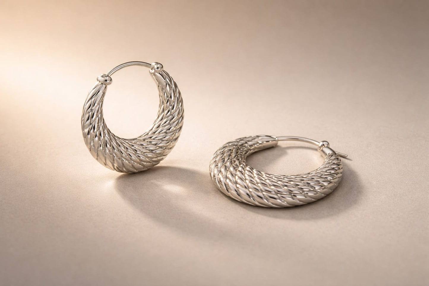 SILVER ROPE TWIST EARRINGS