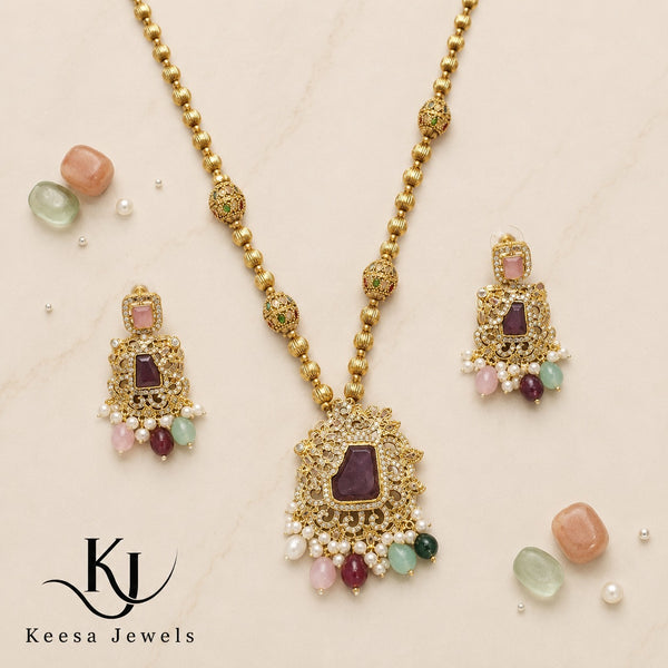 ANTIQUE GOLD MULTI-STONE NECKLACE SET